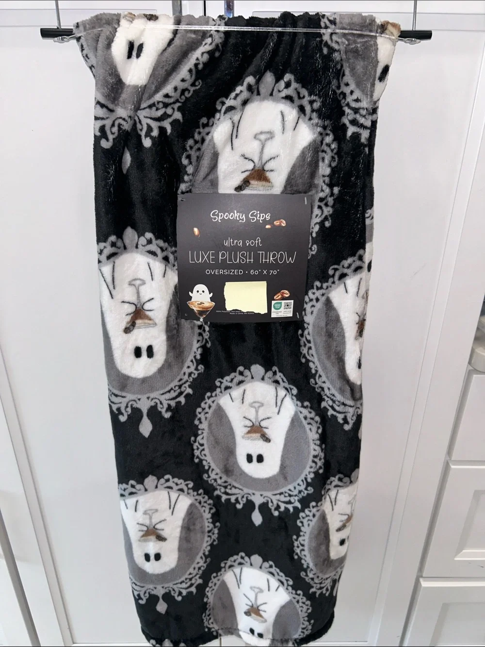 Spooky Sips Ghost Martini Halloween Oversized Throw Blanket 60”x70”